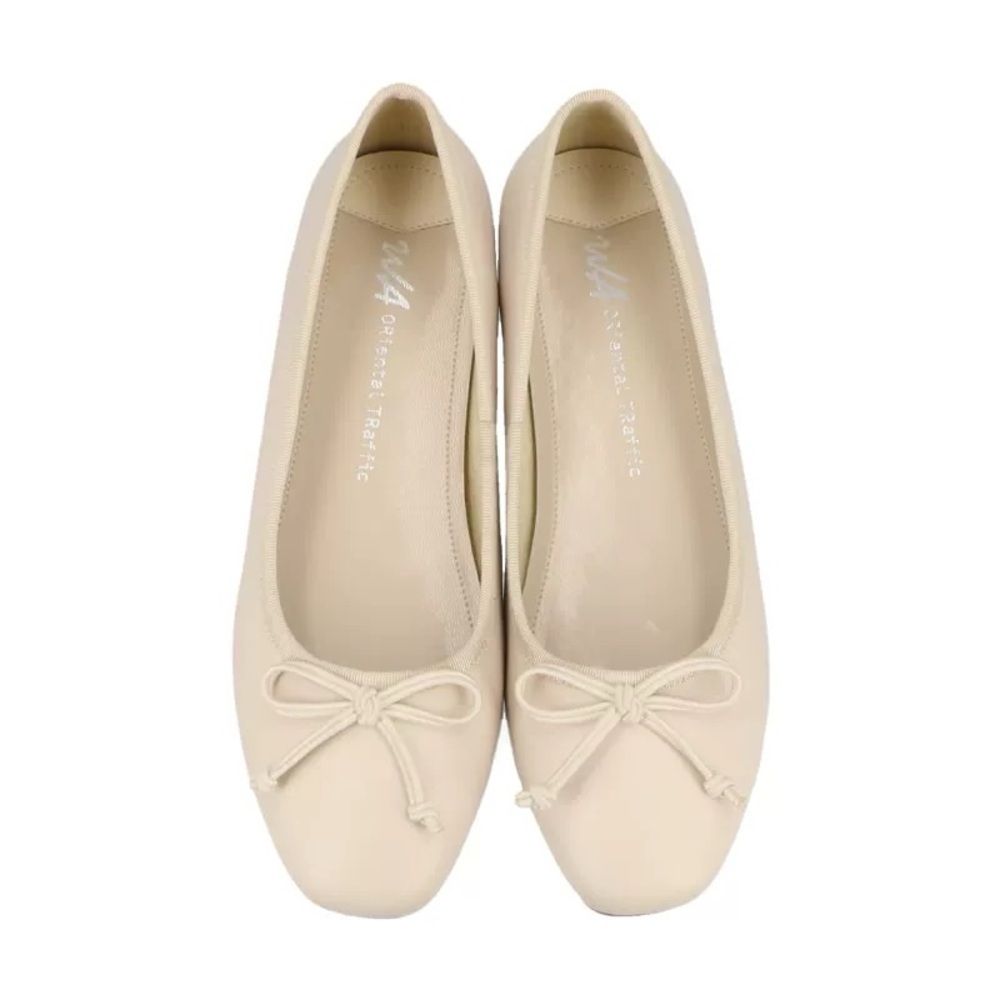 Oriental Traffic Faux Leather Ballet Flats Size 6.5 Cream Japan Spring Summer